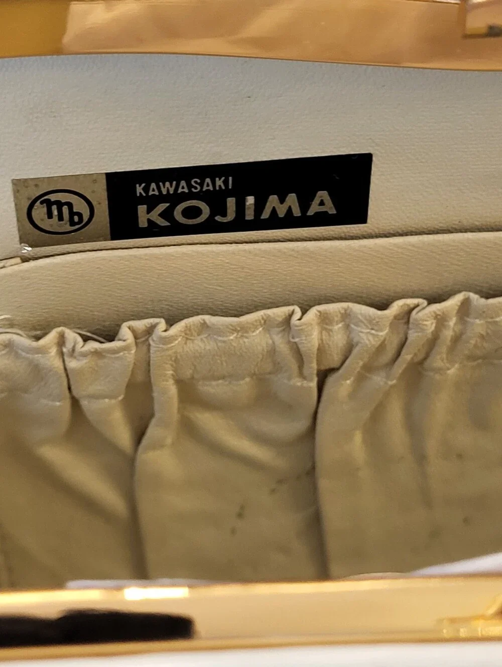 Kawasaki Kojima Mid-Century Winter White Hard Shell Evening Bag Rare
